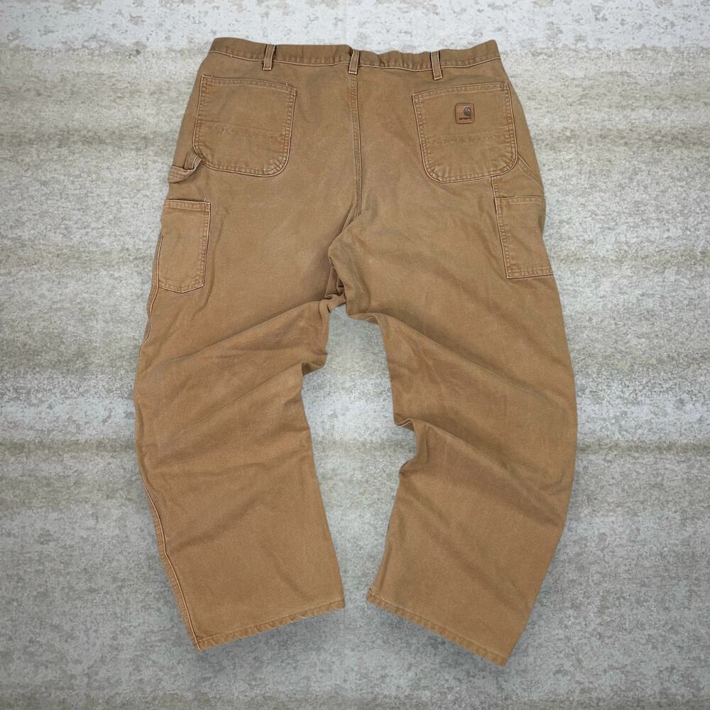 Vintage 90s Carhartt Carpenter Pants 44x32 Baggy Wide Leg Tan Canvas Dungarees